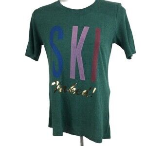 Wildfox Womens SKi Naked Short Sleeve Knit Shirt Top Green S NWT